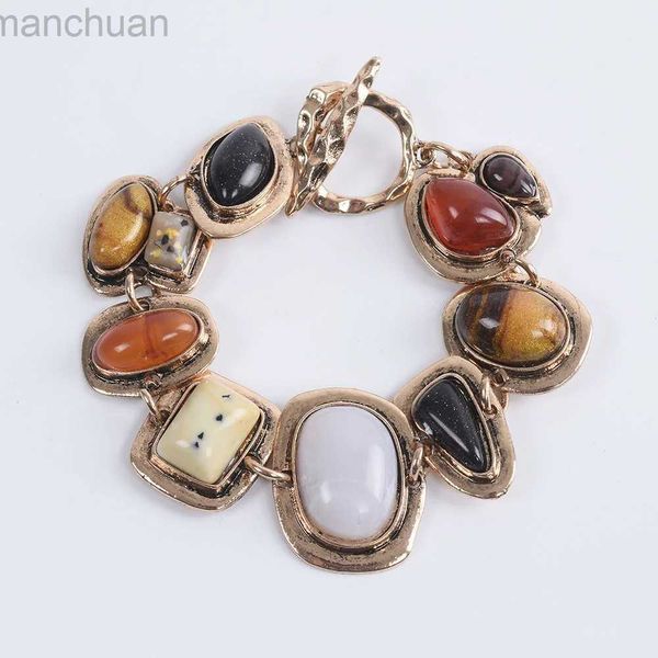 Braccialetto 2023 New za Braccialetti vintage indiani Gioielli da donna Bohemian Etnico Dichiarazione Fascino Retro Bracciale in resina con pietra femminile ldd240312