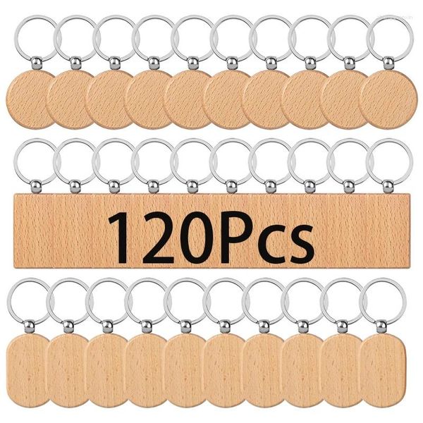 Chaveiros 120pcs faia madeira chaveiro em branco chaveiro tags para diy saco de roupas decoração