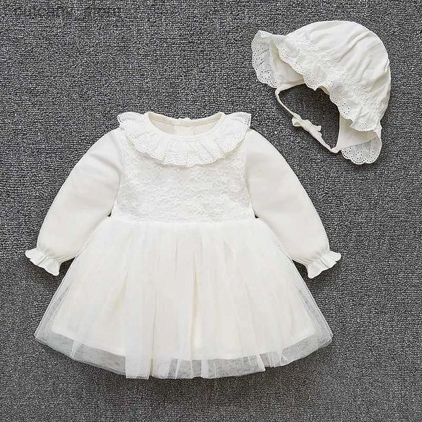 Kız Elbiseleri Dantel Beyaz Gelinlik Yeni doğan kız Giysileri Seti Yaz Bahar Pirncess Kız Elbiseleri L240311