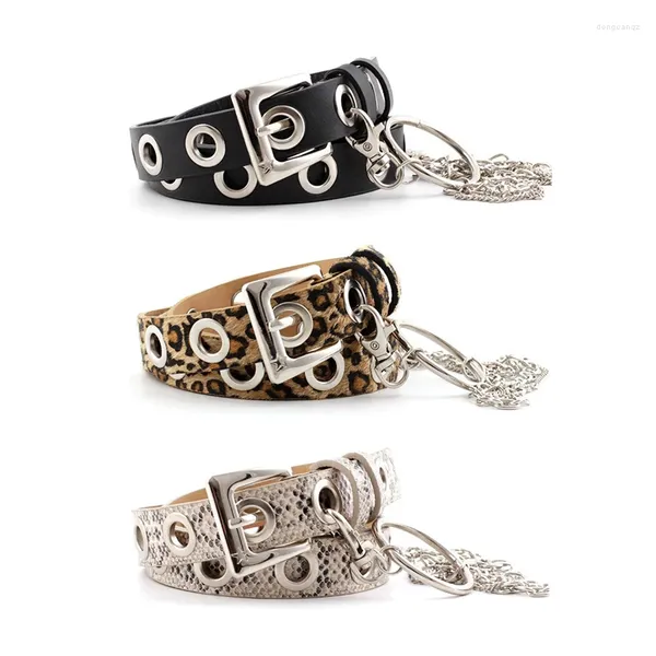 Cintos Cúpula Europeu e Americano Rock Ring Chain Air Eye Belt Moda Feminina Estilo Punk Calças ilhós 3