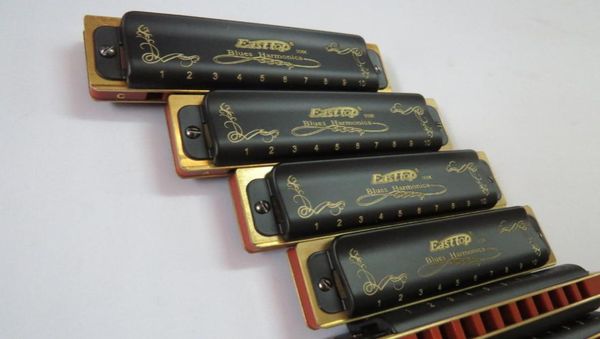 EASTTOP Blues Harp Mundharmonika T008K 12 Tasten Set Musik Metall Mundharmonika diatonisch schwarze Abdeckungen6166775