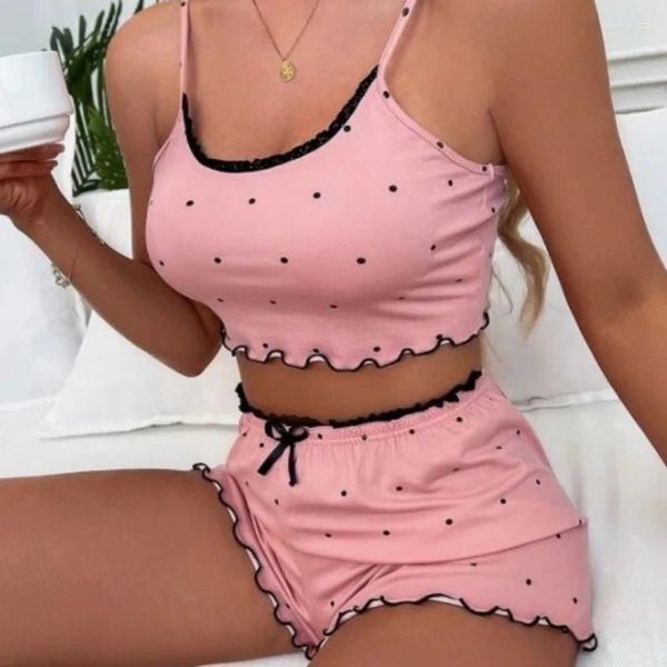 Pigiama con scollo a V da donna pigiama confortevole per la casa Pantaloncini con reggicalze in pizzo Set di abbigliamento Lingerie sexy per donna intimo modellante per il corpo alla moda