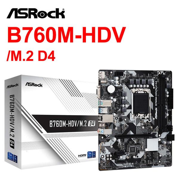 Scheda madre ASRock B760M-HDV/M.2 D4 Micro ATX da 64 GB Supporto Intel 13/12th Core LGA1700 i3 i7 i9 CPU e i5 12400F Combo Mae