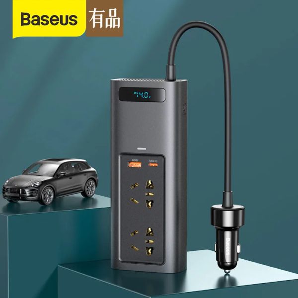 Controle xiaomi baseus inversor de carro dc 12v para ac 220v conversor automático inversor usb tipo c carregador de carregamento rápido inversor adaptador de energia do carro