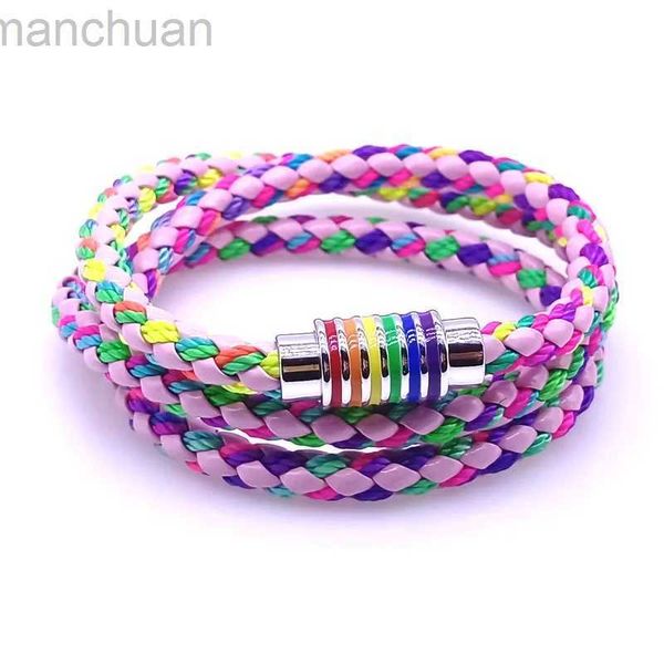 Armreif Bunte Regenbogen-Lederarmbänder für Frauen 2024 Modearmbänder Armreifen Mehrschichtiges breites Wickelarmband Weiblicher Schmuck Geschenk ldd240312