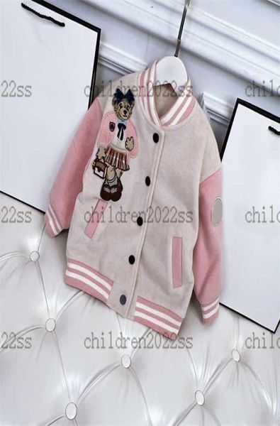 Casaco de beisebol de lã infantil jaquetas 2022fw pele de inverno em uma jaqueta para meninas dr designer jaqueta quente gola alta outwear b5237939
