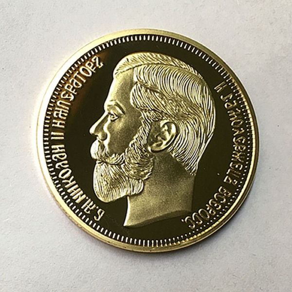 10 PCS Yepyeni 1901 Rusya Paraları Nicholas II Hatıra 24K Gerçek Altın Kaplama 40 mm Hatıra Coin228y