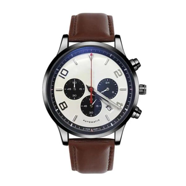 Uomo orologi da uomo di lusso cinturino in vera pelle automatico data moda sport uomo orologio movimento al quarzo giapponese Montre de luxe maschio colck252K