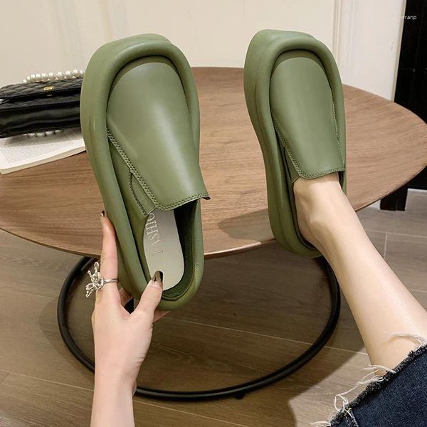 Casual Schuhe Plattform Slip-on Pantoletten Frauen Flache Geschlossene Clog Loafers Damen Dicke Sohle Hause Hausschuhe Outdoor Komfort Lasy slide