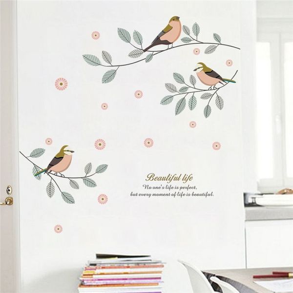 Cartoon Vögel Ast Wandtattoos Wohnzimmer Schlafzimmer Home Decor PVC Wandaufkleber DIY Wandbild Kunst dekorative Posters1929