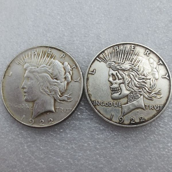 США, два лица, 1922, 1922, доллар мира, череп, зомби, скелет, ручная резьба, копия монет292o
