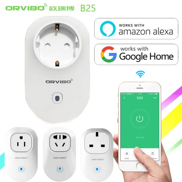 Orvibo Smart WiFi Soket Zamanlama Güç Fişi Alexa Google Home Smartphone uygulaması ile çalışıyor Akıllı Ev Otomasyonu B25