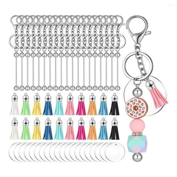 Chaveiros Beadable Keychain Bars Blanks Bead Bar Metal Frisado para Beads Pingente Jóias Encantos DIY Artesanato