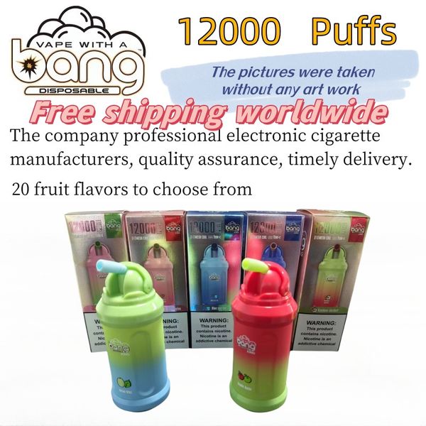 Original Bang King 12000 puffs descartáveis ​​vape puff 12K Hits 0% 2% 3% 5% Mesh Coil puffbar 23ML 650mAh Bateria Pré-preenchida Carrinhos recarregáveis ​​vapers bang vape