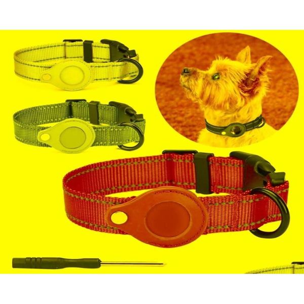 Collari per cani Guinzagli Collari per cani Guinzagli per custodia Apple Collare per gatti Gps Finder Nylon colorato Protettivo Air Tag Tracker Accessoridog5 Otcxa