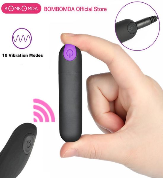 Giocattolo del sesso dei vibratori della pallottola del telecomando senza fili per la donna 10 modalità Mini vibratore Gspot Stimolatore del clitoride Vibratore del dildo anale Y2114273