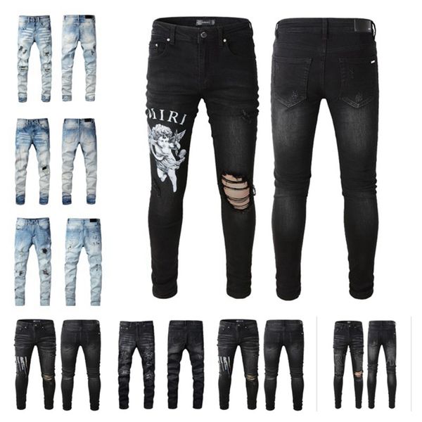 AA-88 Designer Jeans Mor Erkek ve Kadın Yıldızı İşlemeli Patchwork Pants Elastik İnce Fit Pantolon {Gönderilen renk fotoğrafla aynıdır}