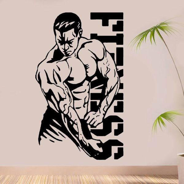 ADESIVO DE PAREDE GRANDE PARA GINÁSTICA PERSONALIZADO Pesos Pesados Fitness Decal Art Decor Mural Removível E664 201201244W