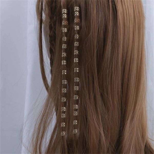Grampos de cabelo 10/20/30 pçs/lote cor dourada anéis de liga oca para mulheres gilrs dreadlocks tranças clipe acessórios de garra cocar