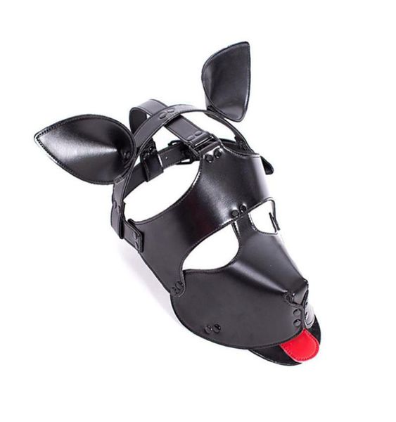 Erwachsene Welpen spielen Spiele Leder Hund Sklavenhaube Fetisch Homosexuell Bondage Maske Hauben mit Ohr sexy Spielzeug für Männer Erotik Shop4024454