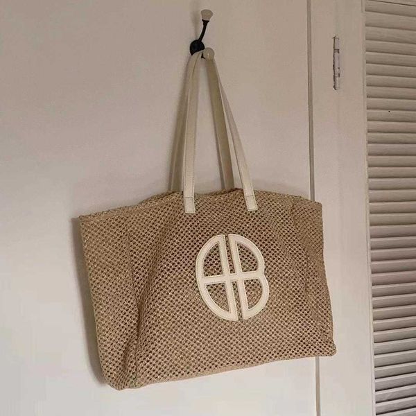 Женская сумка из травяной ткани, универсальная летняя пляжная сумка для покупок, модная портативная сумка-тоут