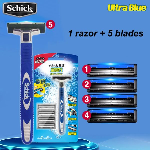 Abiti 1 Rasoio 5 Lame/set Originale Schick Ultra Blu Rasoio Uomini Strumenti di Rasatura Dei Capelli Barba Rasoio Spedizione Gratuita