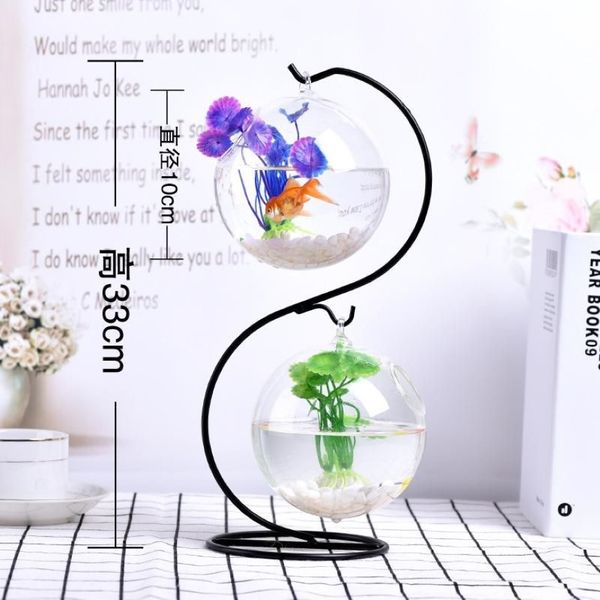 Acquari Palla per pesci rossi Appeso Acquario Acquario Ciotola Ecosfera Fiore Pianta Vaso Tavolo per piccoli animali domestici Accessori236p