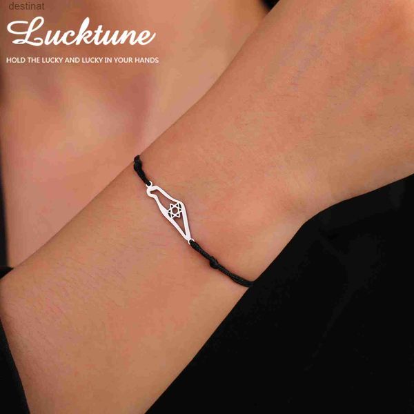 Perline Lucktune Stella di David Israele Mappa Fascino Bracciale in corda Acciaio inossidabile Geografia Contorno Bracciale con ciondolo Gioielli da donna Regalo NewL24213