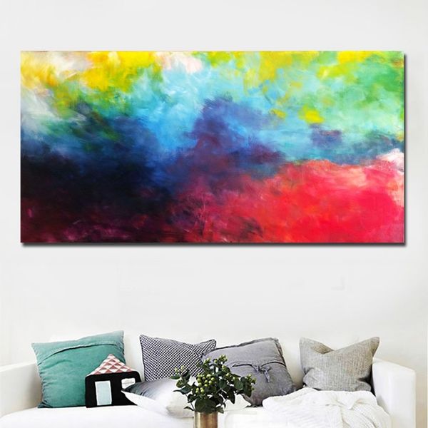 Arte abstrata com cores vivas, arte de parede, pintura a óleo abstrata impressa em tela para sala de estar, decoração de casa, poster304c