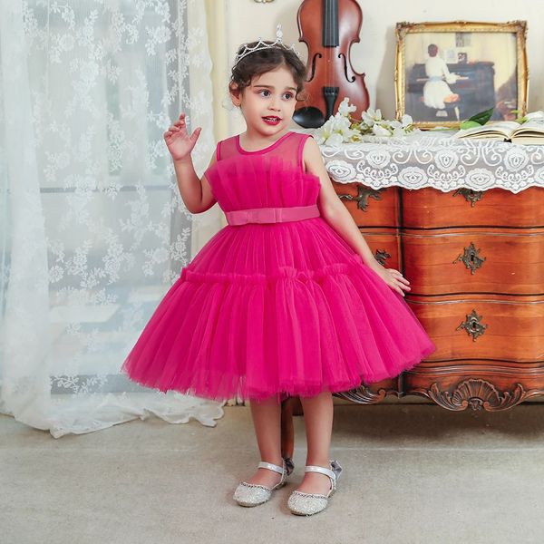 Vestito da bambino per ragazze Bambini Abiti da sposa per damigella d'onore Bambino Tulle Compleanno Principessa Vestito da festa Abiti da neonato Abiti 240307