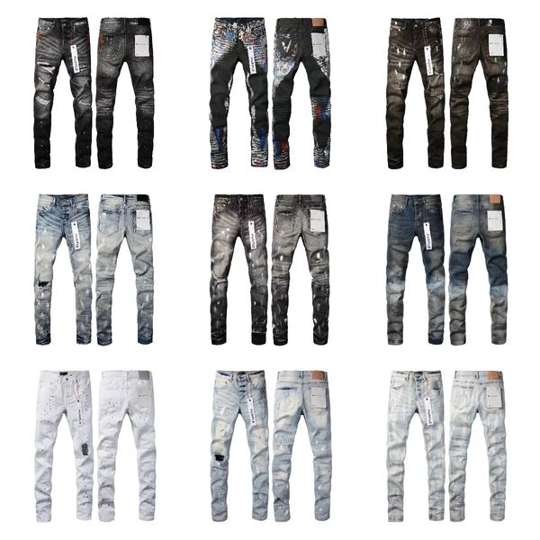 Purple Jeans Mans Women Designer Men Brand Long Dritti Skinny Mid Zipper White Hole 34 Denim Outfit Marca Daily Violette de Creuses