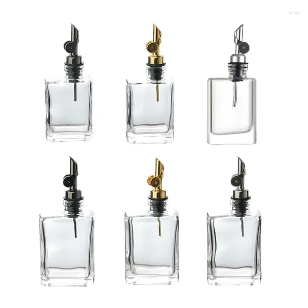 Bottiglie di stoccaggio Dispenser di vetro per aceto di olio Bottiglia di cottura con pompe in acciaio inossidabile antiruggine F0T4