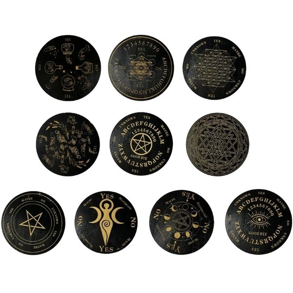 Placa de pêndulo estrela radiestesia placa de adivinhação dupla face placas de madeira placa de mensagem metafísica suprimentos de altar