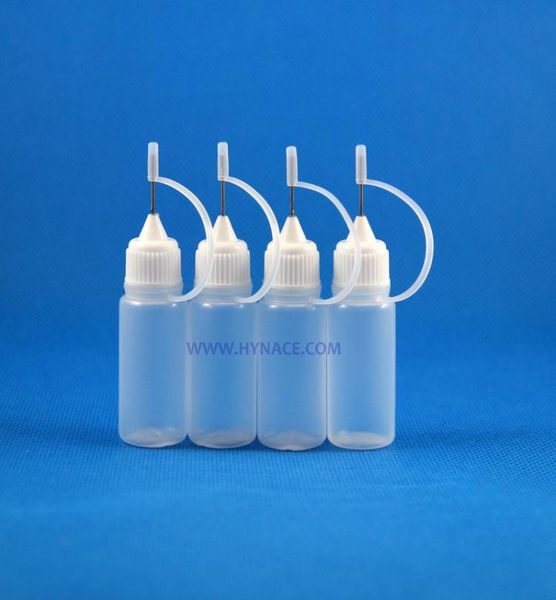 100 Pcs 10 ML Garrafa conta-gotas de plástico LDPE de alta qualidade com tampa de ponta de agulha de metal para garrafas espremíveis de vapor ecig laboratorial9940382