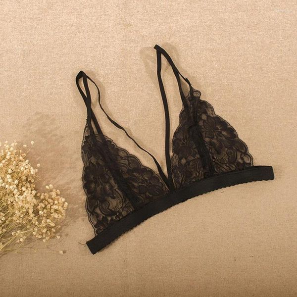 BHs Sexy BH Blumenspitze Draht Bustier Sheer Top Nahtlose Bralette Transparente Tasse Drahtlose Büstenhalter Dessous