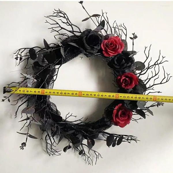 Dekoratif çiçekler eşsiz cadılar bayramı dekorasyon ürkütücü dekor gerçekçi ölü şube çelenk siyah çiçek çelenk şenlikli kapı duvar için