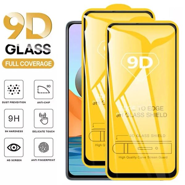 9D Стеклянная стеклянная пленка для Xiaomi Poco x5 x4 x3 Pro NFC F3 F4 F5 M3 M4 Полная обложка прозрачная защита от экрана +розничная коробка