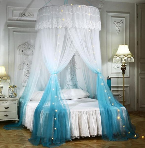 Três portas cúpula pendurado princesa mosquiteiro cama do bebê tenda camas redondas dossel rendas mosquiteiro para cama de casal meninas decoração do quarto 9150949
