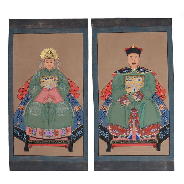 Handgemalte chinesische Porträtgemälde, Wanddekoration, Ahnengemälde