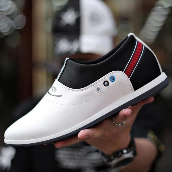 Sıradan Ayakkabı Yaz Men Deri Sandalet Beyaz Nefes Alabilir İç Artan 6cm Zapatos Hombre