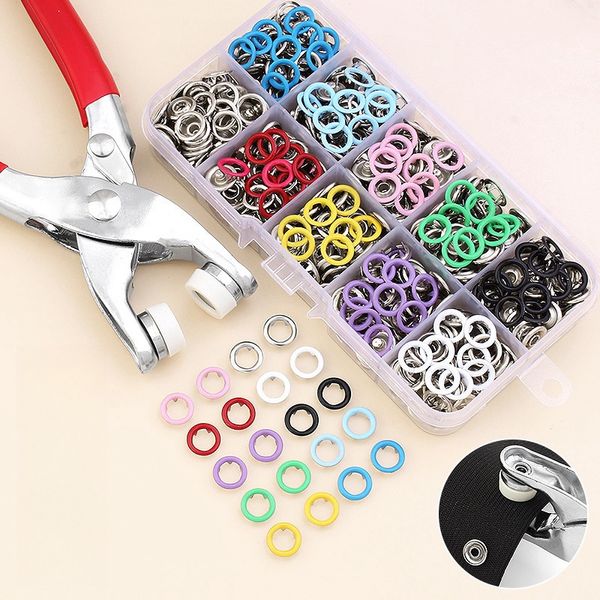 100pcs Metal Saplama Düğmeleri Düzelten Pense ile Düğmeler Takım Kiti, Giysiler, Sırt Çantaları, Bebeğin Tulumları, Dikiş ve İşçilik DIY