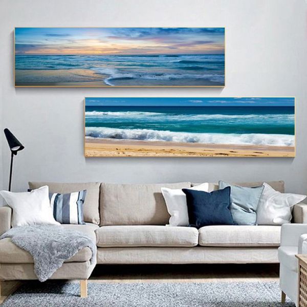 Onda do mar cartazes decoração de casa pôr do sol nascer do sol pintura em tela imagens arte parede para sala estar cabeceira paisagem impressões paintings232g