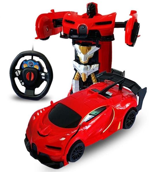 124 2 em 1 RC Carro Deformação Carro de Controle Remoto Robô Elétrico Crianças Brinquedo Presente Transformação Robôs RC Brinquedo de Combate Presente Y20036597818