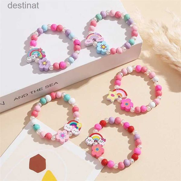 Perlen Popcorn Perle süßes Armband für Kinder Frauen süße Wolke Regenbogen Anhänger Kinder Mädchen Charm ArmbandL24213