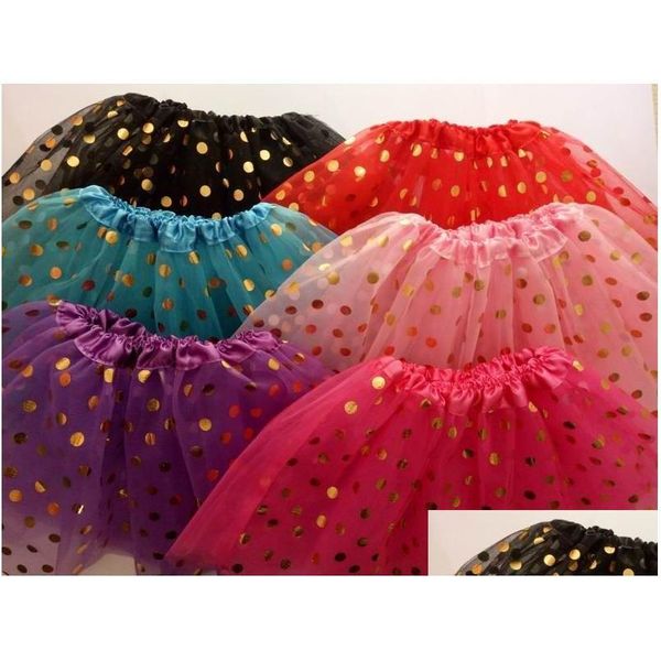 Saias Venda Gold Polka Dot Kid Meninas Tutus Saia Vestidos de Dança Soft Ballet Crianças Pettiskirt Roupas Drop Delivery Bebê Crianças Mater Dhqsv