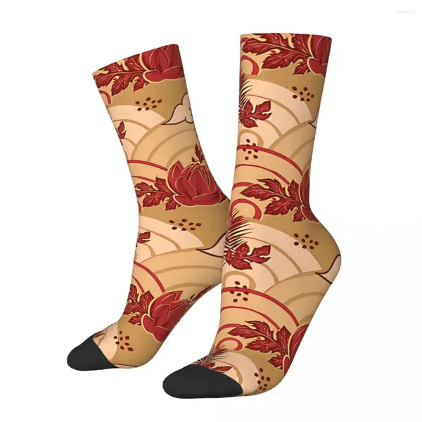 Herrensocken, lustige fröhliche Socken für Männer, japanisches Blumenmuster, Hip-Hop-Stil, hochwertig bedruckt, Crew-Neuheitsgeschenk