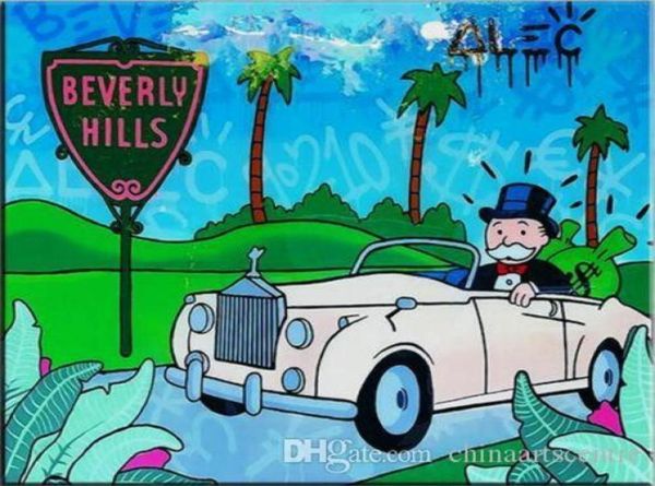 VA Yüksek Kaliteli Handsed HD Baskı Özet Graffiti Sanat Yağı Boya Beverly Tepeleri Tuval Duvar Sanat Ofisi Dec G1054321366