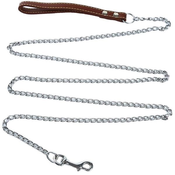 Cavo di cani in metallo anti-morso durevole per cani piombo per manico al guinzaglio per guinzaglio per cani grandi medium con leads in pelle per animali domestici PU Accessori per animali