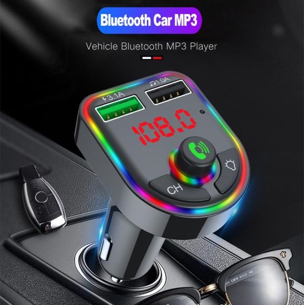 Bluetooth 5.0 FM-Transmitter, Auto-Set, MP3-Modulator, Musik-Player, kabellose Freisprecheinrichtung oder Empfänger, Dual-USB-Schnellladegerät, Auto3770176