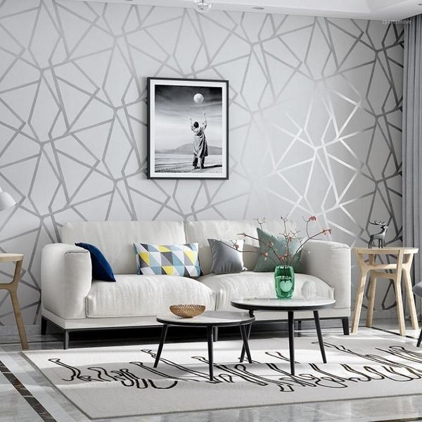 Серые геометрические обои для гостиной, спальни, серые, белые, с рисунком, современный дизайн, рулон настенной бумаги, домашний декор1219H
